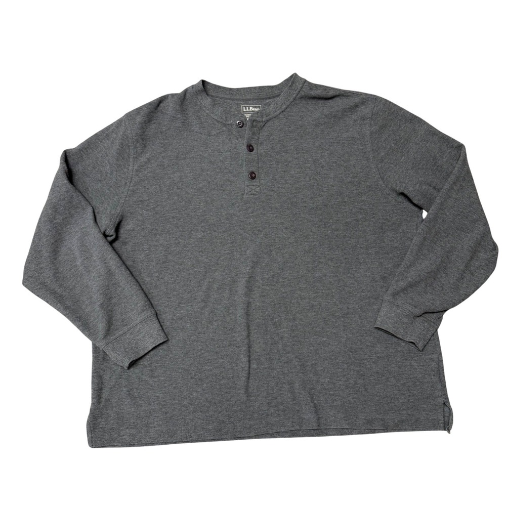 LL Bean Mens XL Thermal Henley Shirt Long Sleeve Cotton Traditional Work Shirt